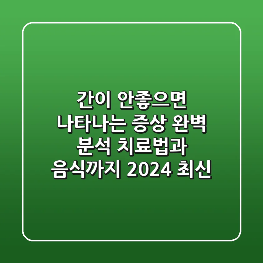 간이 안좋으면 나타나는 증상 완벽 분석! 치료법과 음식까지 (2024 최신)