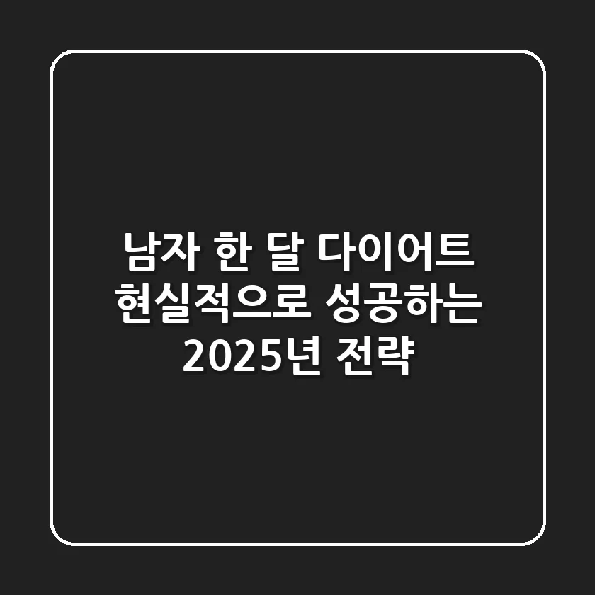 남자 한 달 다이어트, 현실적으로 성공하는 2025년 전략