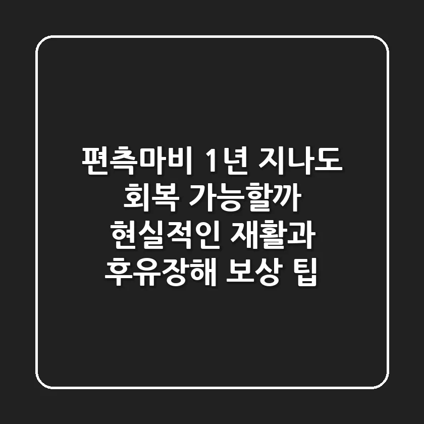 편측마비, 1년 지나도 회복 가능할까? 현실적인 재활과 후유장해 보상 팁