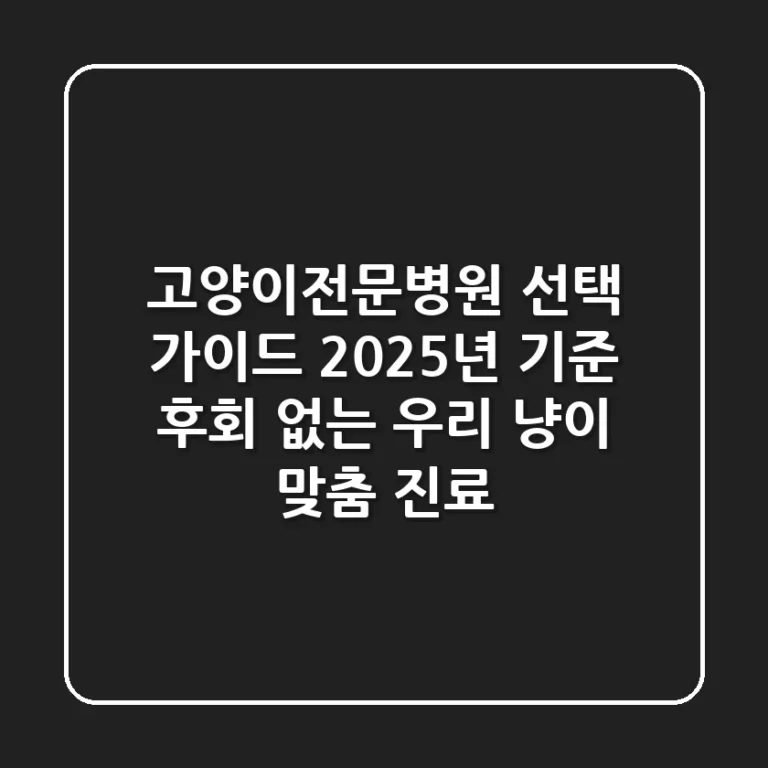 고양이전문병원 선택 가이드: 2025년 기준 후회 없는 우리 냥이 맞춤 진료
