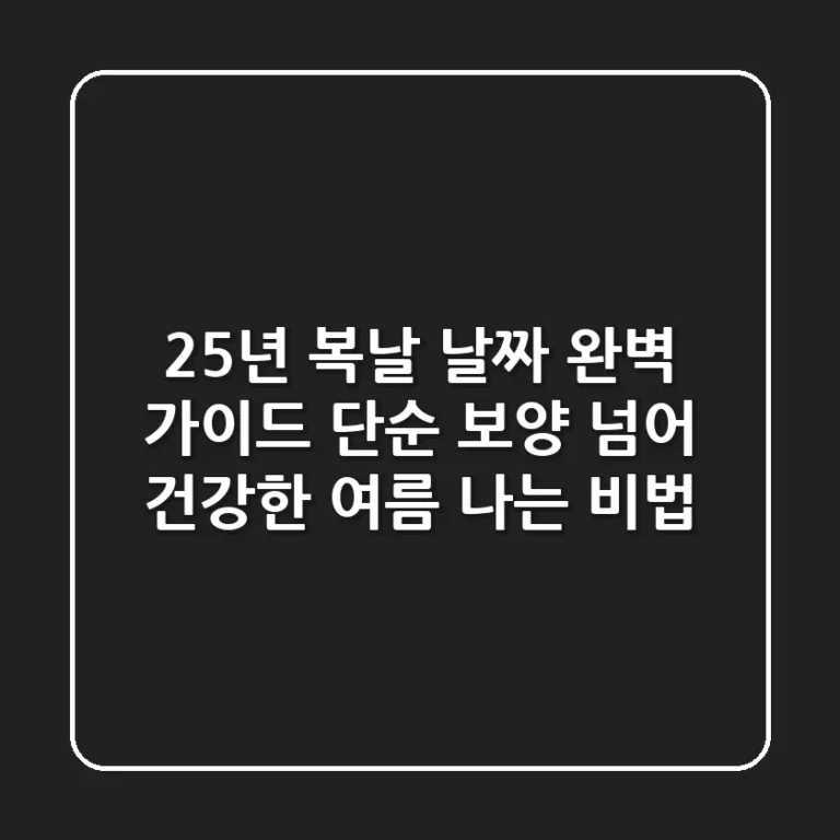 25년 복날 날짜 완벽 가이드: 단순 보양 넘어 건강한 여름 나는 비법