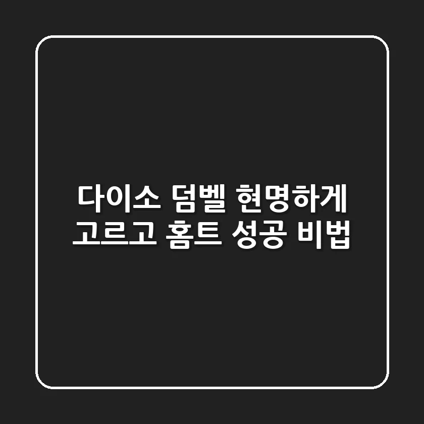 다이소 덤벨, 현명하게 고르고 홈트 성공 비법