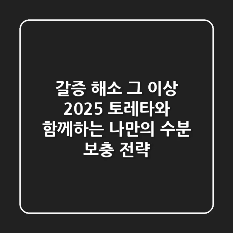 갈증 해소 그 이상! 2025 토레타와 함께하는 나만의 수분 보충 전략