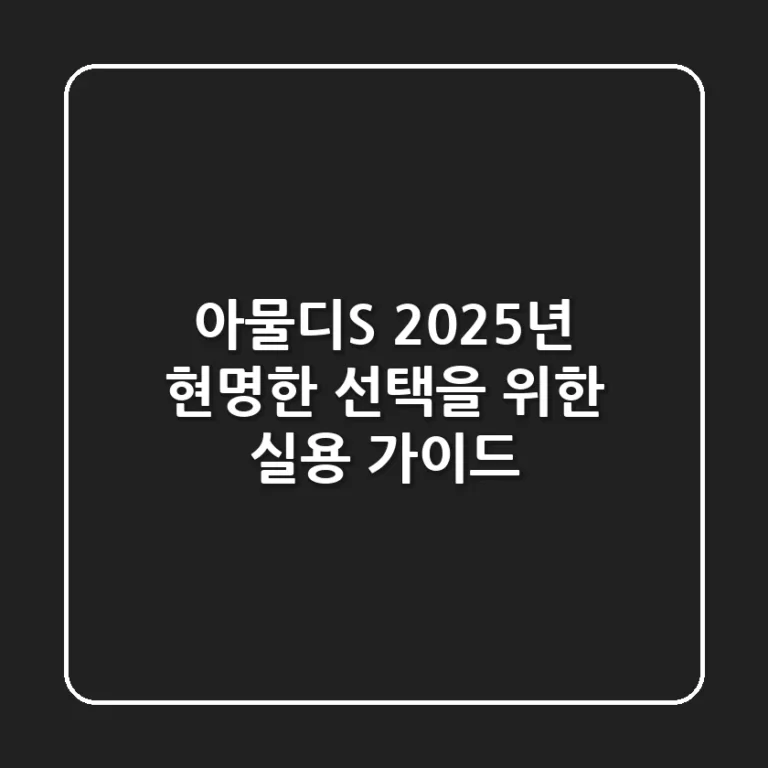 아물디S, 2025년 현명한 선택을 위한 실용 가이드