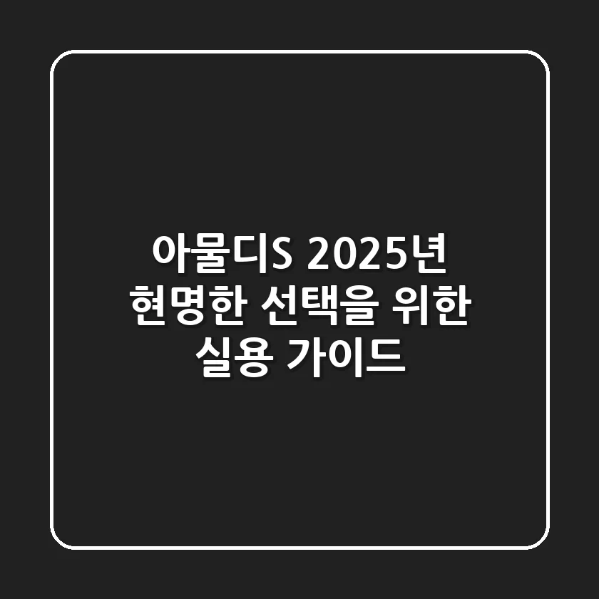 아물디S, 2025년 현명한 선택을 위한 실용 가이드