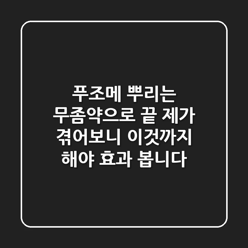 푸조메, 뿌리는 무좀약으로 끝? 제가 겪어보니 '이것'까지 해야 효과 봅니다!