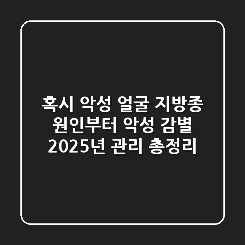 "혹시 악성?" 얼굴 지방종 원인부터 악성 감별, 2025년 관리 총정리