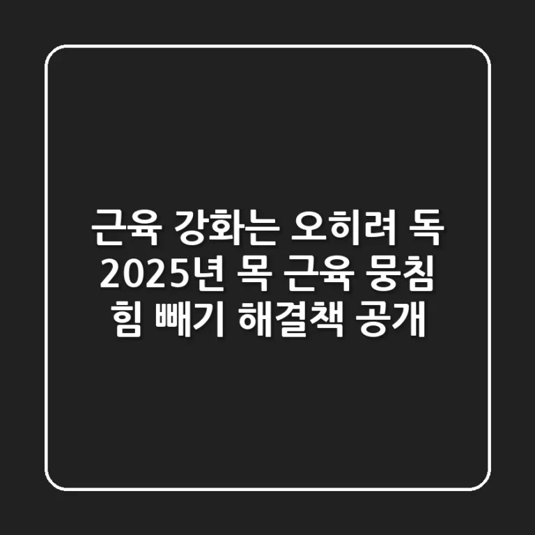 "근육 강화는 오히려 독", 2025년 목 근육 뭉침 '힘 빼기' 해결책 공개