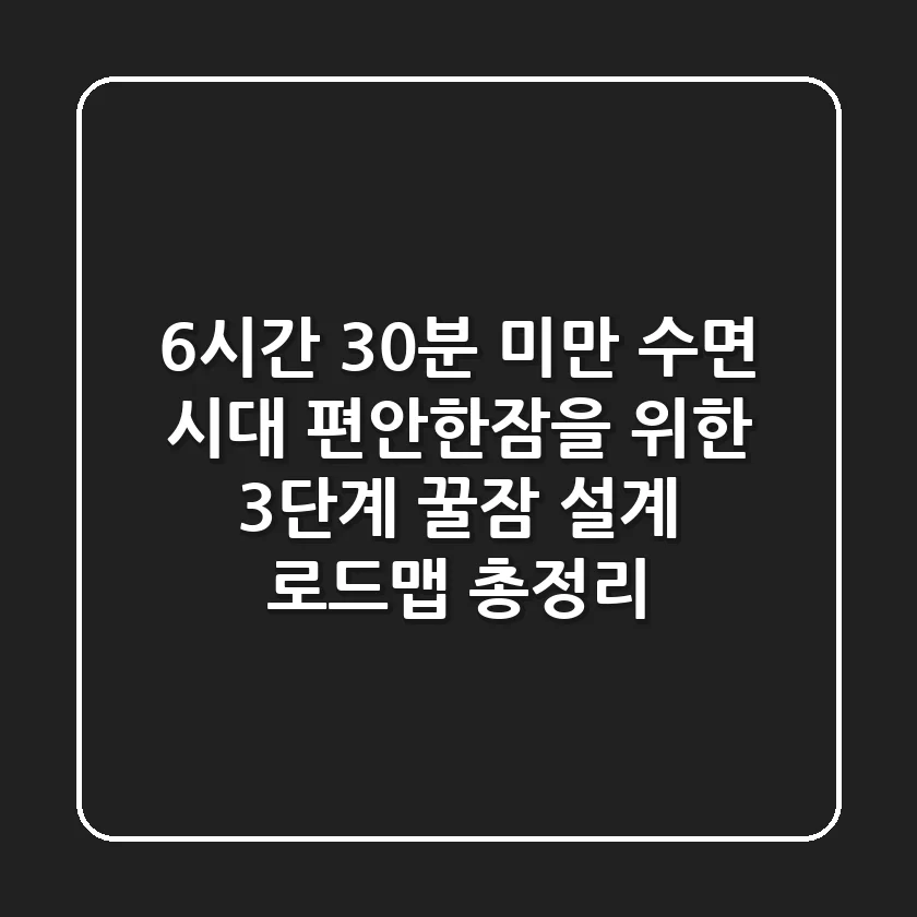 "6시간 30분 미만 수면 시대", 편안한잠을 위한 3단계 '꿀잠 설계 로드맵' 총정리