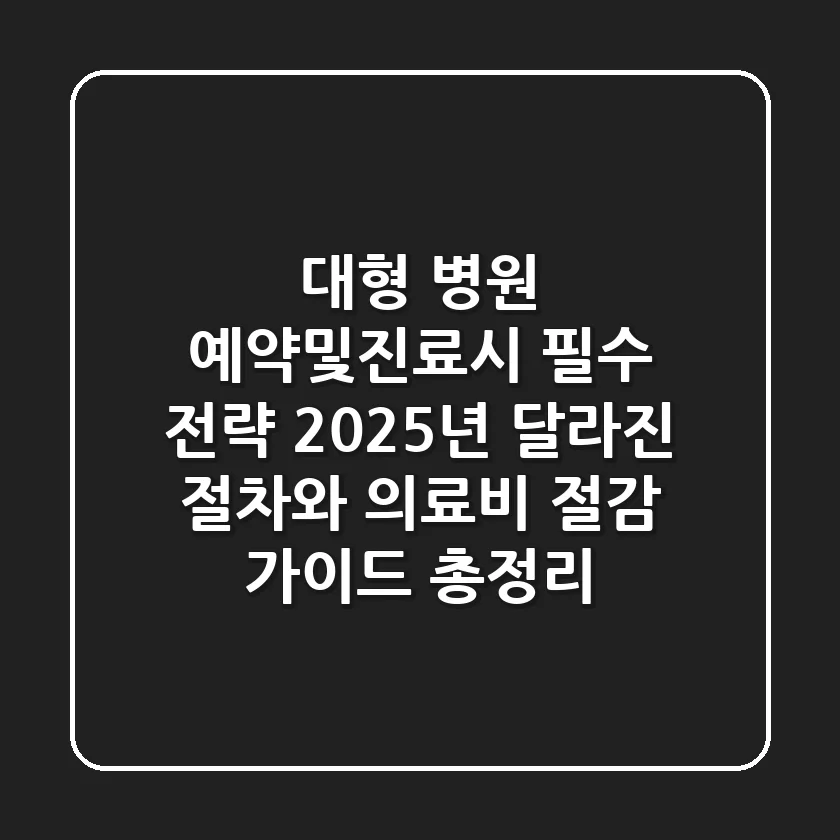 "대형 병원 예약및진료시 필수 전략", 2025년 달라진 절차와 의료비 절감 가이드 총정리