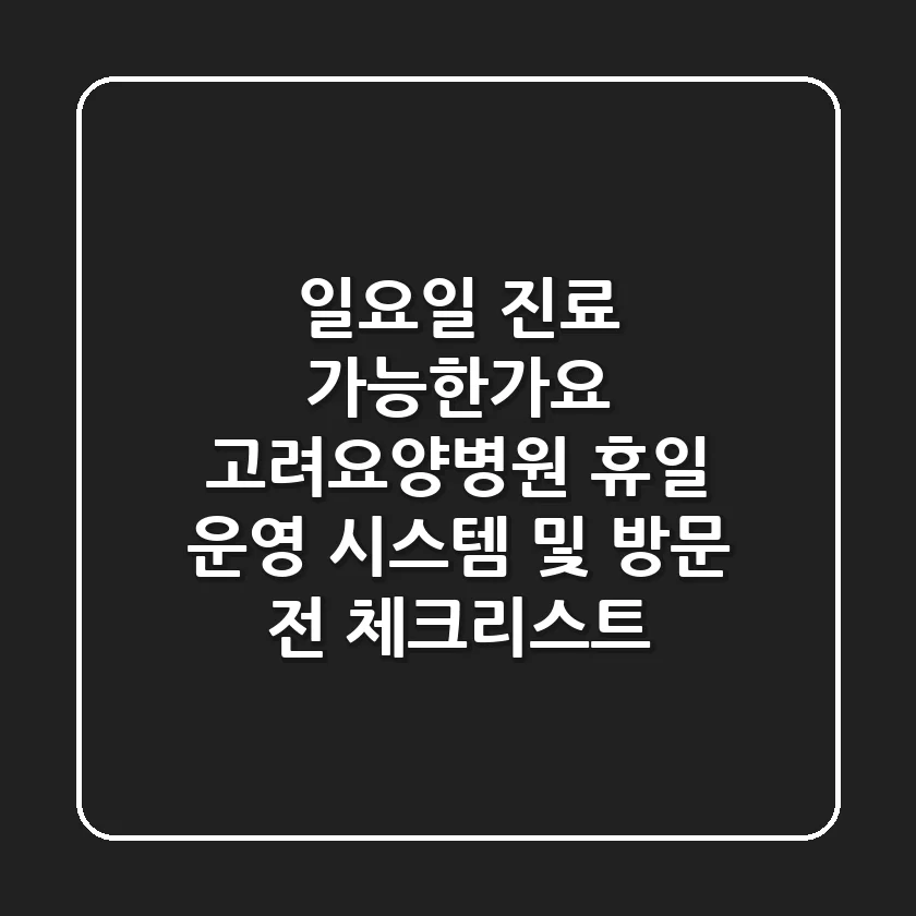 "일요일 진료 가능한가요?", 고려요양병원 휴일 운영 시스템 및 방문 전 체크리스트