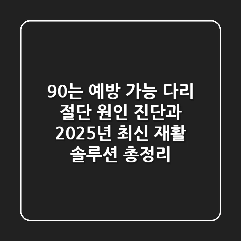 "90%는 예방 가능?", 다리 절단 원인 진단과 2025년 최신 재활 솔루션 총정리