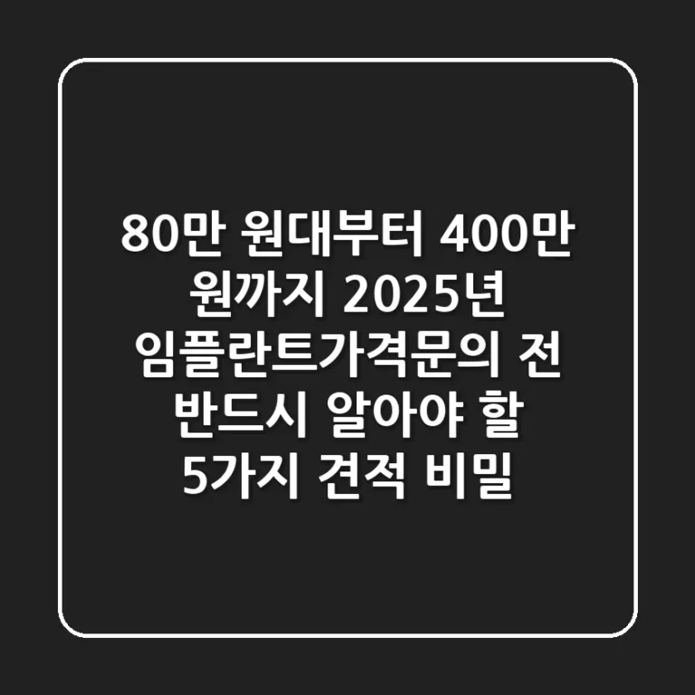 "80만 원대부터 400만 원까지", 2025년 임플란트가격문의 전 반드시 알아야 할 5가지 견적 비밀
