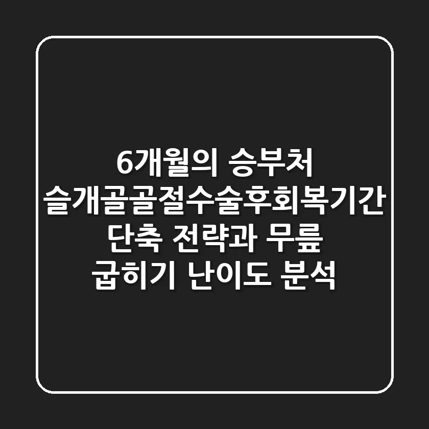 "6개월의 승부처", 슬개골골절수술후회복기간 단축 전략과 무릎 굽히기 난이도 분석