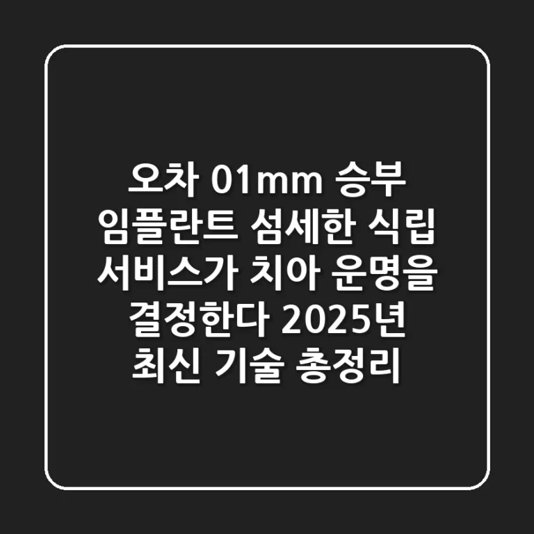 "오차 0.1mm 승부", 임플란트 섬세한 식립 서비스가 치아 운명을 결정한다: 2025년 최신 기술 총정리