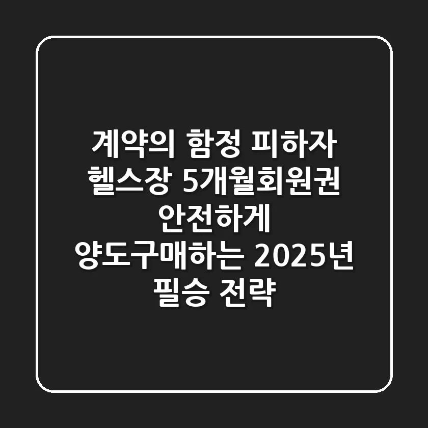 "계약의 함정 피하자", 헬스장 5개월회원권 안전하게 양도·구매하는 2025년 필승 전략
