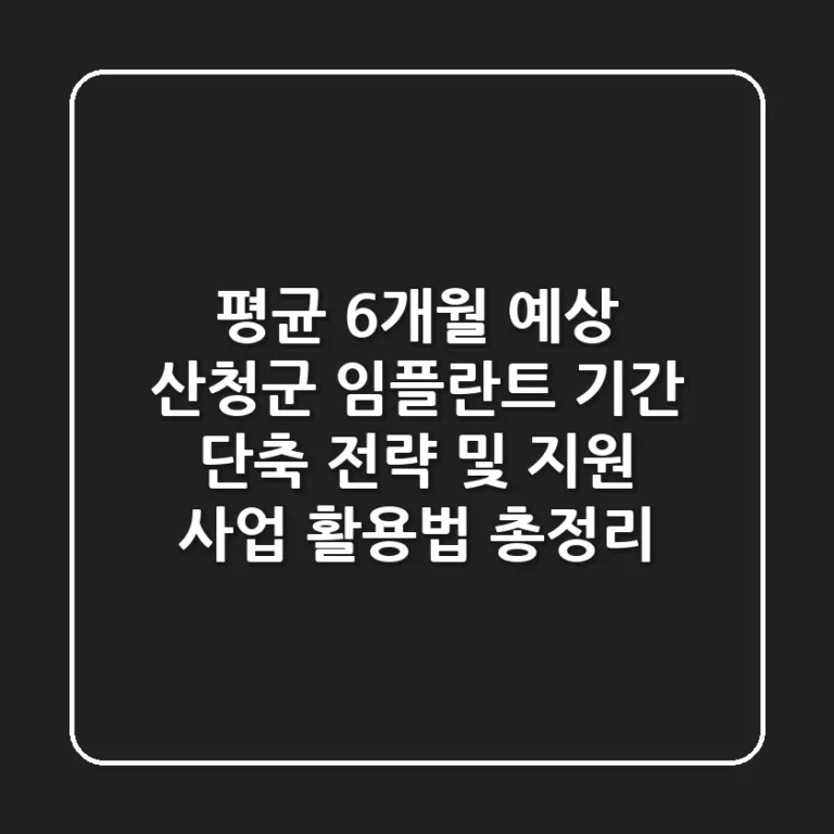 "평균 6개월 예상", 산청군 임플란트 기간 단축 전략 및 지원 사업 활용법 총정리