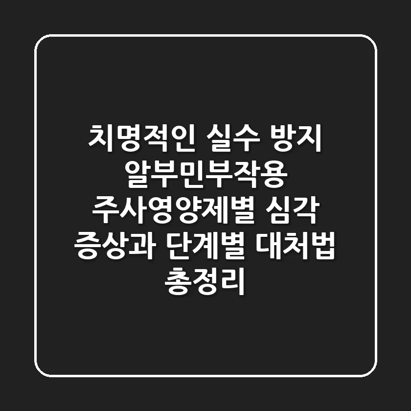 "치명적인 실수 방지" 알부민부작용, 주사·영양제별 심각 증상과 단계별 대처법 총정리