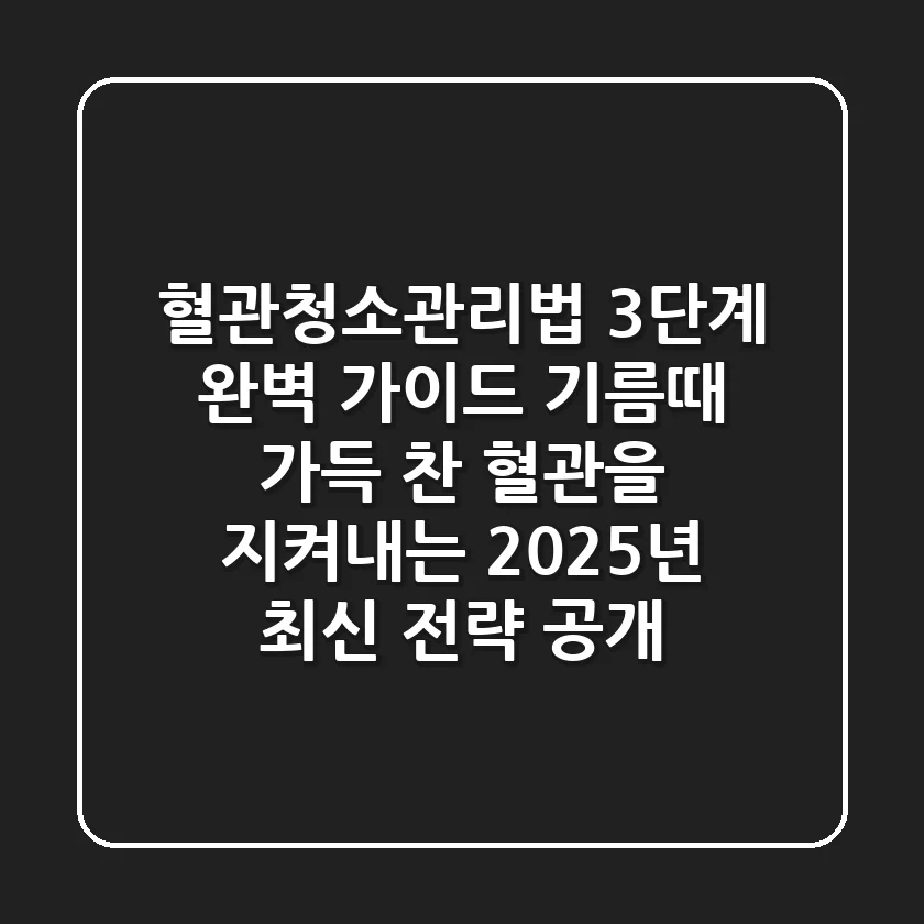 "혈관청소관리법 3단계 완벽 가이드", 기름때 가득 찬 혈관을 지켜내는 2025년 최신 전략 공개
