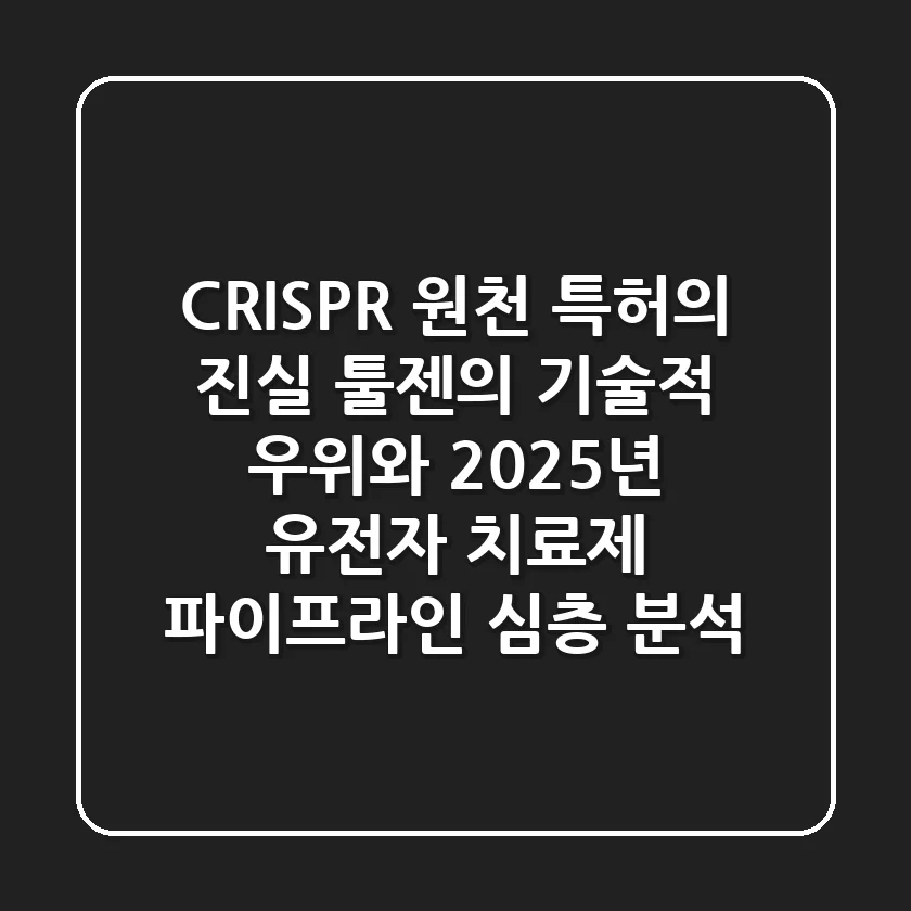 "CRISPR 원천 특허의 진실", 툴젠의 기술적 우위와 2025년 유전자 치료제 파이프라인 심층 분석